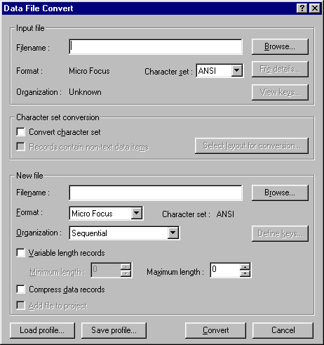 The Data File Convert Dialog Box