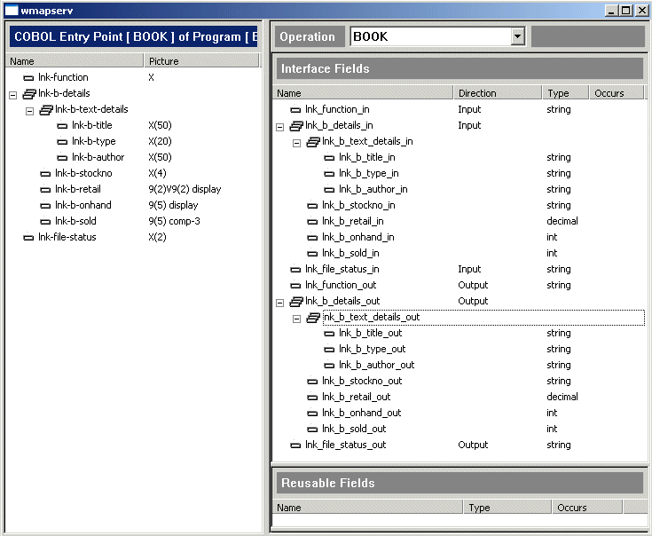 Default Mapping for the Web service wmapserv