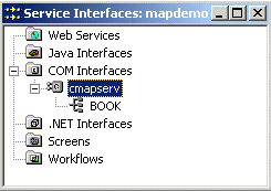 The Service Interfaces Window showing one COM interface