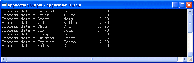 Application Output Window
