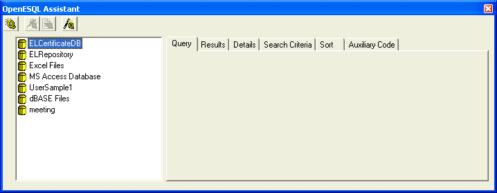 OpenESQL Assistant Showing Data Sources