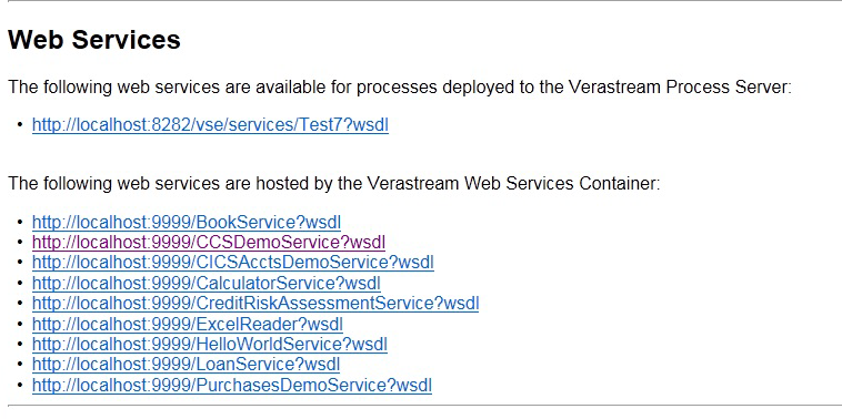 web services list