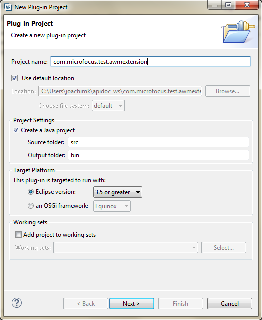 Create a new plug-in project