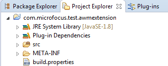 New AWM Development Project in the Project Explorer