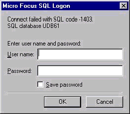 The Micro Focus SQL Dialog Box