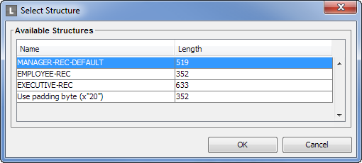 The Select Structure dialog box