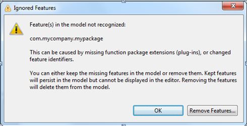 Example ignored feature dialog box text