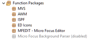 Disabled function package is displayed as greyed out