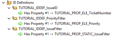 ID definitions for TUTORIAL_IDDEF_IssueID, TUTORIAL_IDDEF_PriorityFilter, and TUTORIAL_IDDEF_IssueFilter