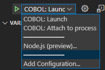 List of debug configurations