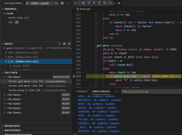 Debugging features in Visual Studio Code