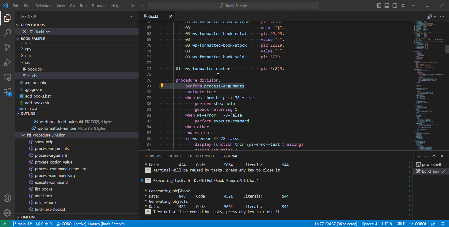 Debugging using the Micro Focus COBOL extension